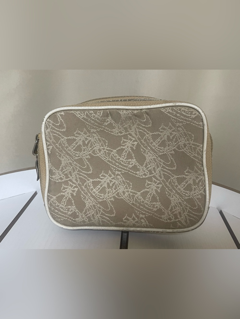 Vivienne Westwood Beige Orb Monogram Fanny Pack Crossbody Belt Bag White